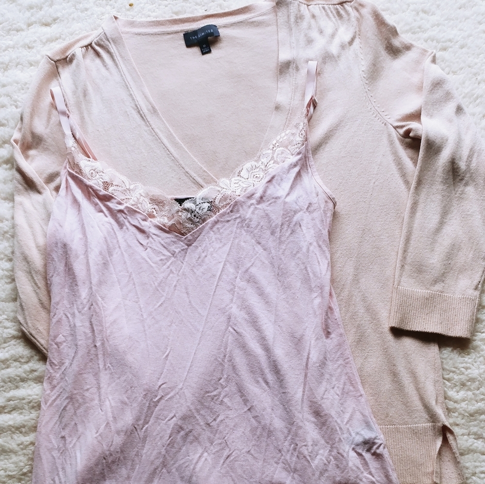 Limited soft pink cardigan and camisole